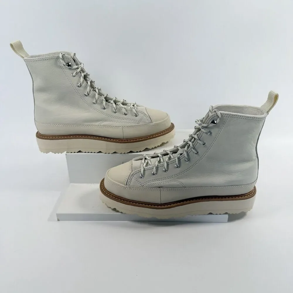 Converse Chuck Taylor Crafted Hi Top Boot Egret Natural Ivory Leather Womens 8.5 - Picture 4 of 11